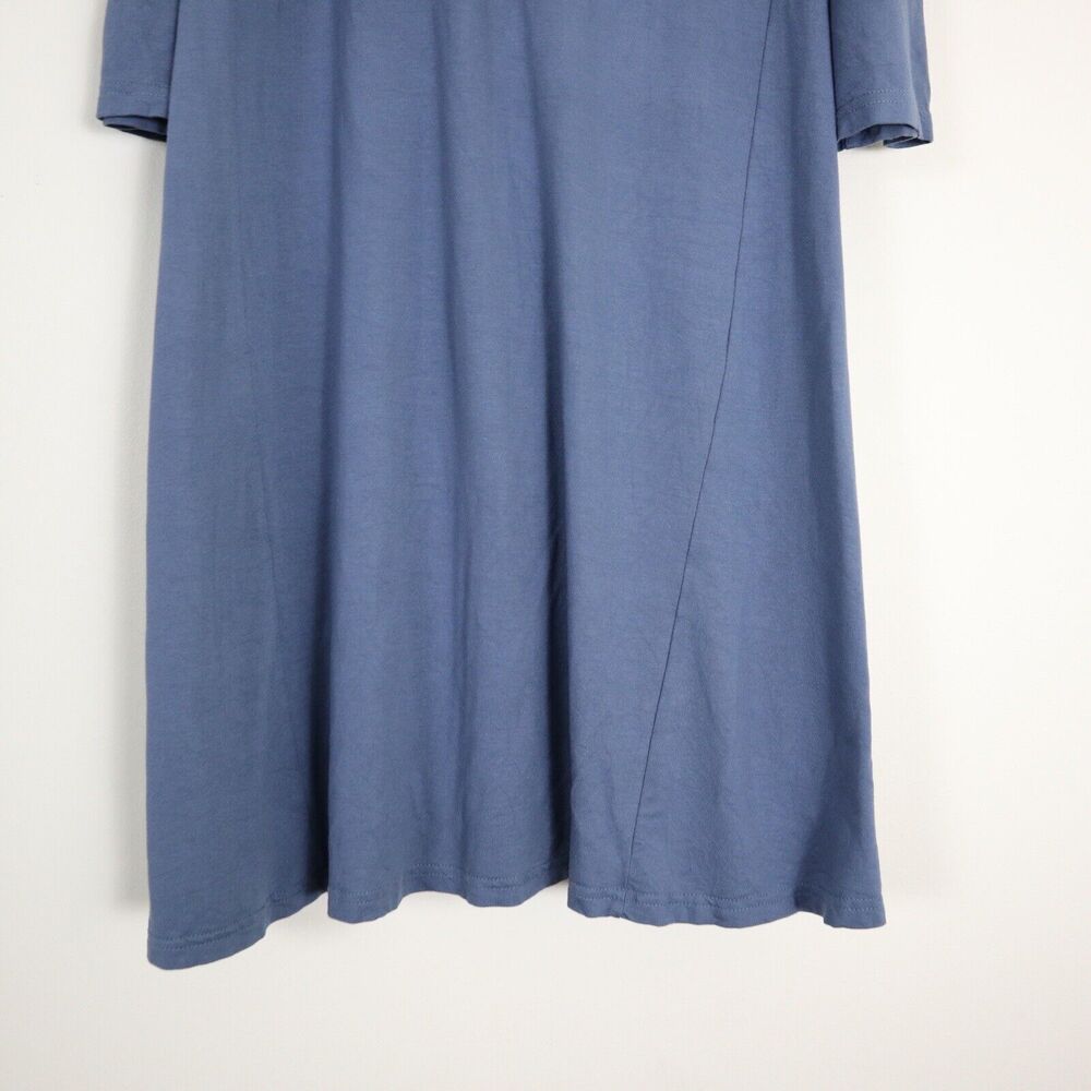 Garnet Hill Size S Scoop Neck Jersey Knit Trapeze Dress 3/4 Sleeve Blue - Picture 6 of 11
